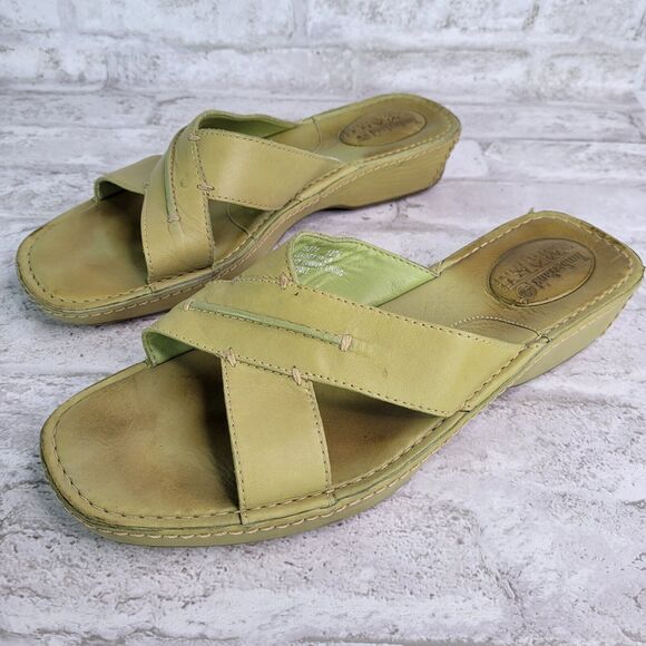 Timberland Smart Comfort System Green Leather Slip On Sandals US 9 M - Picture 1 of 11